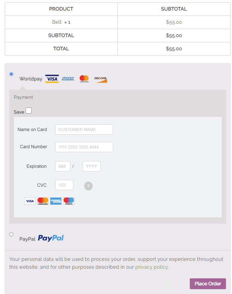 Setup WorldPay Payment Gateway